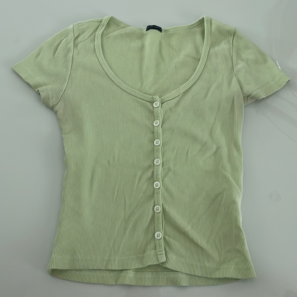 Green Brandy Melville Button Up Top